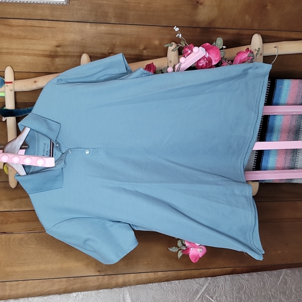 Doc & Amelia blue-grey polo in 2XW